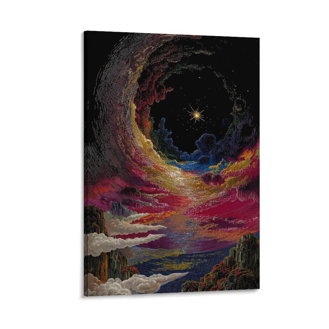 Surreal Cosmic Dreamscape Art Print Vertical Poster Colorful Swirling ...