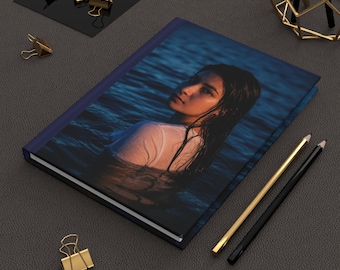 Woman in Water portrait Hardcover Journal | Moody Nighttime Photography