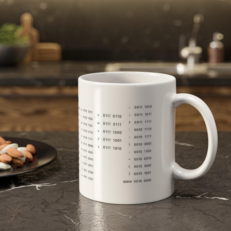Binary Code Chart Mug | White Ceramic 11oz imagen 6