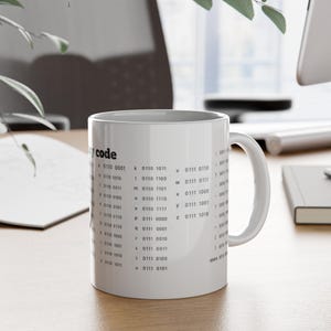 Binary Code Chart Mug | White Ceramic 11oz imagen 8