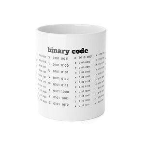 Tazza con tabella del codice binario | Ceramica bianca da 325 ml