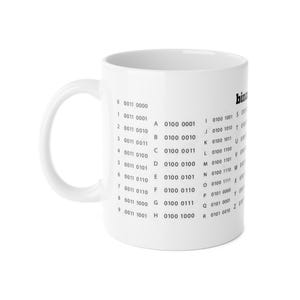 Binary Code Chart Mug | White Ceramic 11oz imagen 2