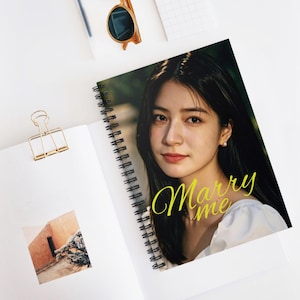 Marry Me Script Portrait Notebook | Spiral Ruled Journal