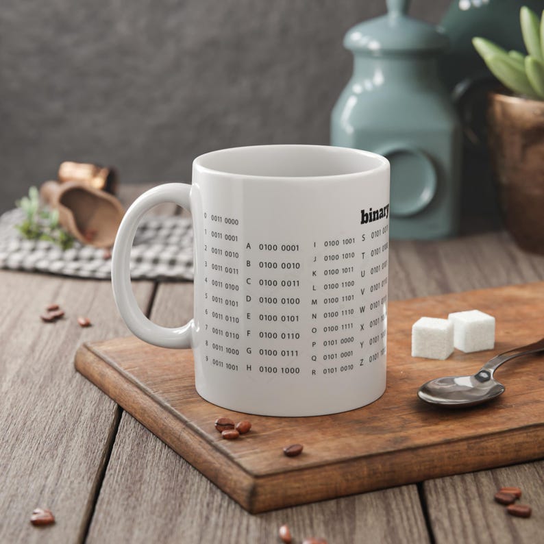 Binary Code Chart Mug | White Ceramic 11oz imagen 7