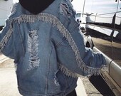VINTAGE Custom CRYSTAL Cut Off Denim Jacket