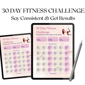 30 Tage Fitness Challenge Digitaler Download | Workout Planner Habit Tracker Printable Journal