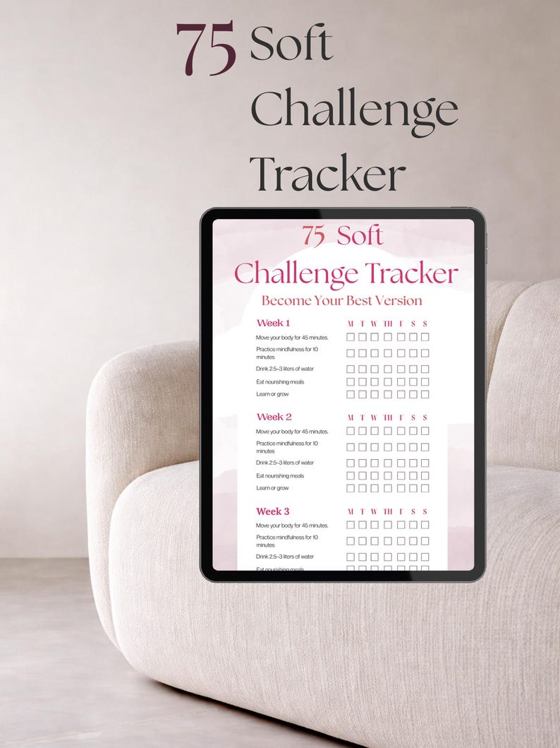 75 Soft Challenge Tracker | Printable Wellness Habit Planner | Fitness ...