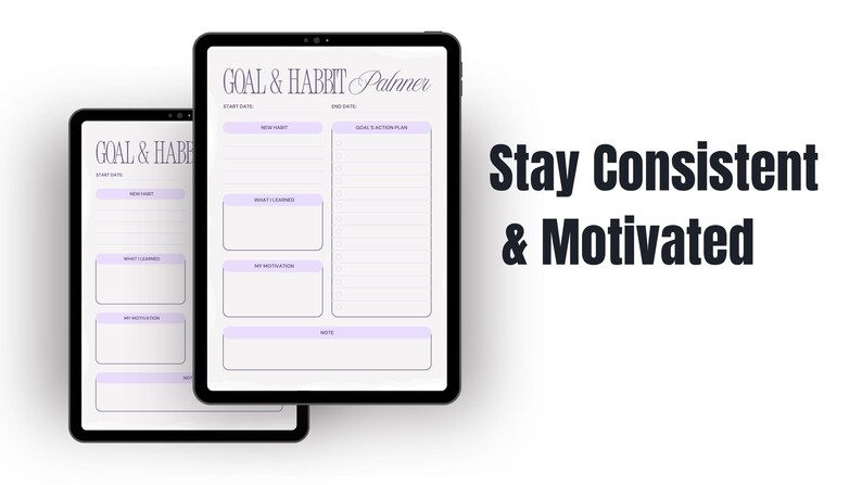 Goal Habit Tracker Digital Planner | Daily, Weekly, Monthly Template ...