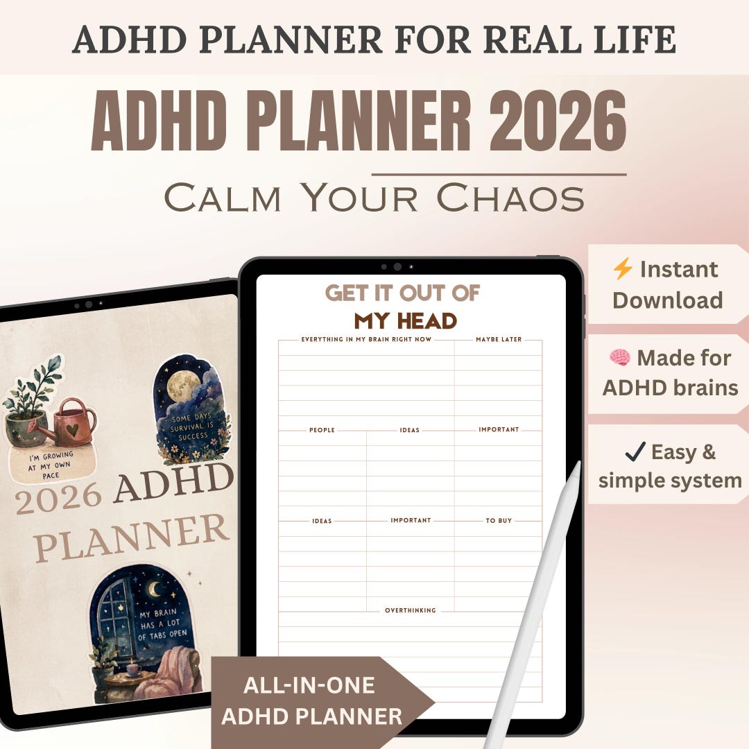 2026 ADHD Digital Planner Self-care Tracker for Goodnotes | Calming ...