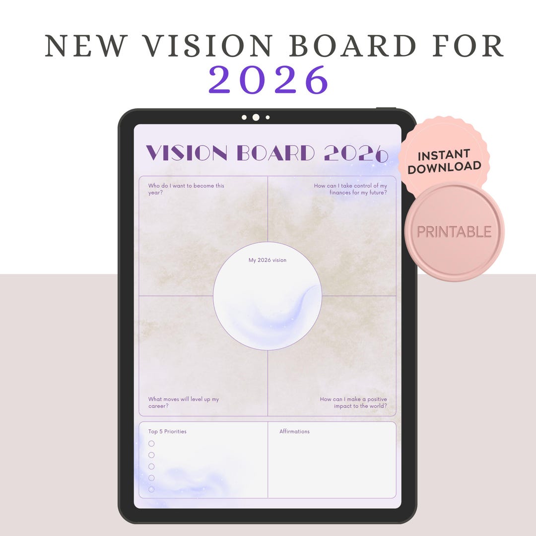 Vision Check Paper 2026 Printable Vision Board,digital Download,affirmations, Manifest ...