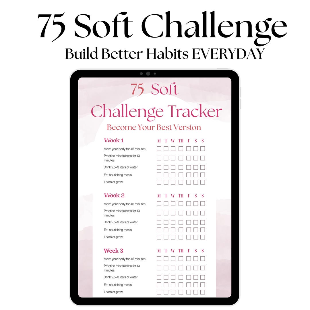 75 Soft Challenge Tracker | Printable Wellness Habit Planner | Fitness ...