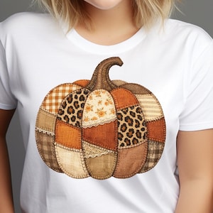 Patchwork Pumpkin PNG, Fall Pumpkin Clipart, Autumn Boho Design, Cozy Fall Art, Pumpkin Sublimation, Printable PNG, Shirt Design Download