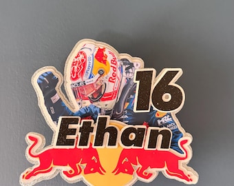 Max Verstappen Racing Driver Cake Topper |  Birthday Name Age