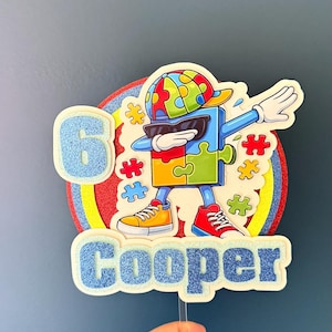 Personalisierte Puzzle Stück Geburtstag Cake Topper | Irgendeine Name Alter Neurovielfalt Feier