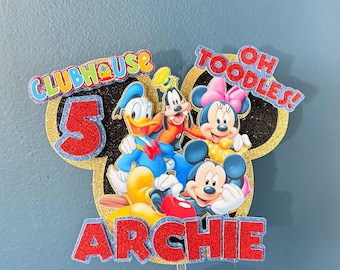 Adorno personalizado para tarta de cumpleaños de Mouse y sus amigos / Cualquier nombre y edad
