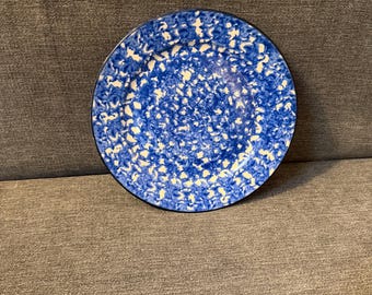 Vintage STANGL Pottery Salad Plate 8 3/8” Town And Country Hand Painted Blue