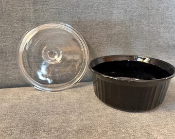 Corning Ware French Black Round 1.6L F-5-B Casserole Dish With Pyrex Lid