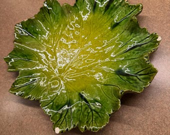 RARE Bretby Pottery Majolica Plate 1880s Victorian English Art Pottery leaf