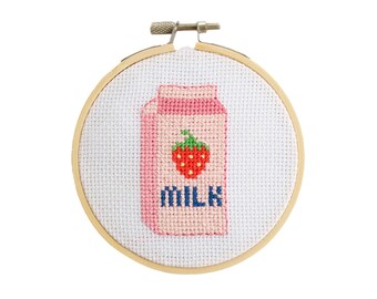Strawberry Milk Cross-Stitch Kit