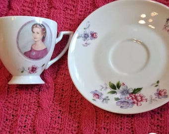 Taza y platillo Porcelana de Mónaco Princesa Grace