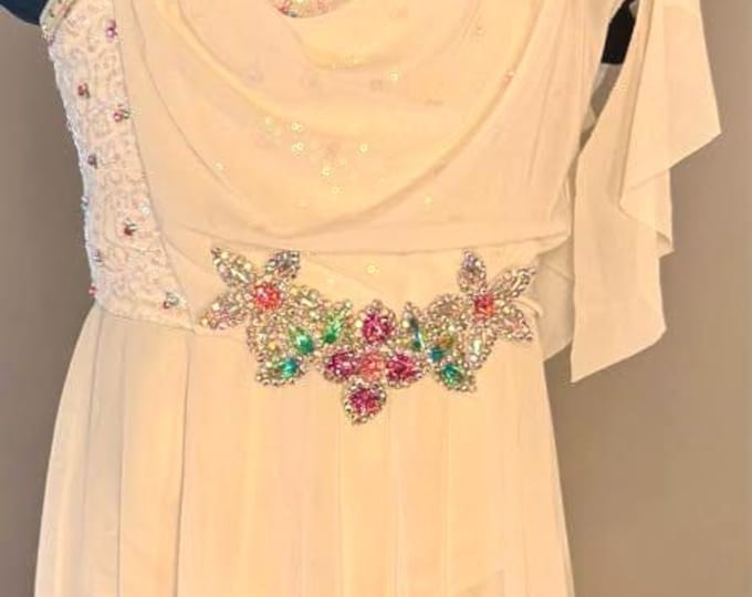 Rhinestone Dance Costume - Customized Lyrical, Floral Medium Child (10-12)