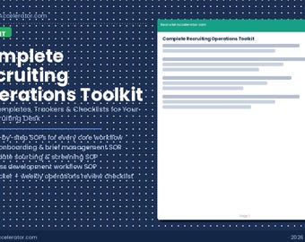 Complete Recruiting Operations Toolkit — Systems, Templates & SOPs for High-Performance Staffing Agencies
