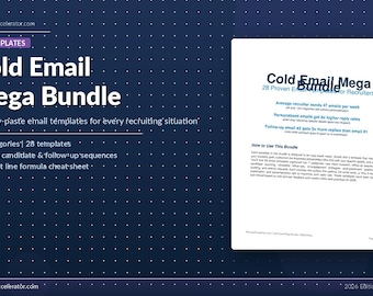 Cold Email Templates Bundle for Recruiters – Client, Candidate Outreach (PDF Download)