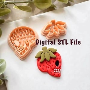 Tagliapasta a forma di teschio e bacche / File STL di Halloween (Download digitale)