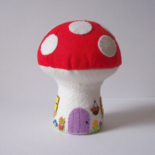 Marigold Cottage, mushroom house, pincushion, toy, collectable, toadstool house, fairy house