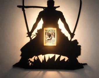 Lámpara de pared de anime One Piece – Lámpara impresa en 3D de Luffy y Zoro, decoración para habitación estilo manga, regalo de anime, decoración para dormitorio otaku, luz de pared LED