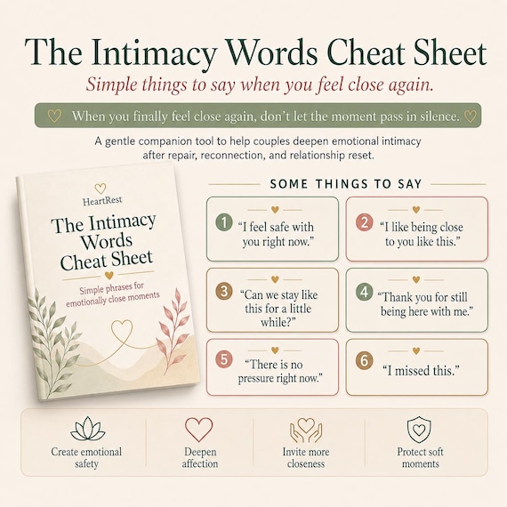 Intimacy Words Cheat-Sheet |  Things to Say When You Feel Close | Couples Connection | Printable | Digital-Download