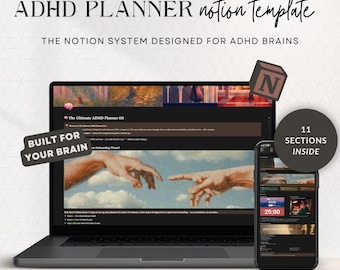 ADHD Notion Template | Second Brain Planner, Dopamine Menu, Habit Tracker, Daily Dashboard for Neurodivergent Adults