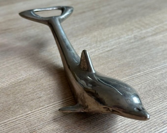 Vintage Heavy Dolphin Bottle Opener Solid Steel Nautical Barware Shabby Chic Marine Decor Beach House Bar Cart Accessory 16cm