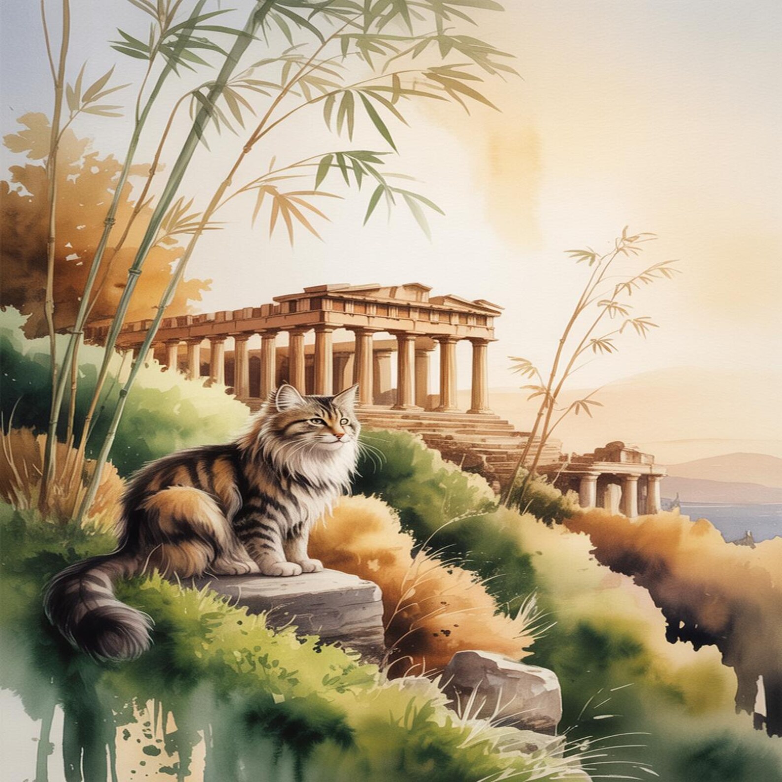 Cat Desktop Wallpaper Norwegian Forest Artistic Digital Pet Background ...