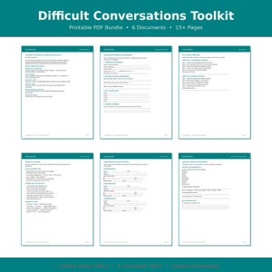 Difficult Conversations Guide Printable PDF Bundle Script Templates De-Escalation Techniques Emotional Regulation Worksheets