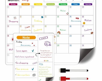 Magnetic Acrylic Calendar Set | Monthly Weekly Dry Erase Planner Board