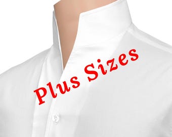 Men's White High Open Collar Shirt 100% Cotton Buttonless One Piece Wedding Groom Outfit Summer Formal Wear Plus Size