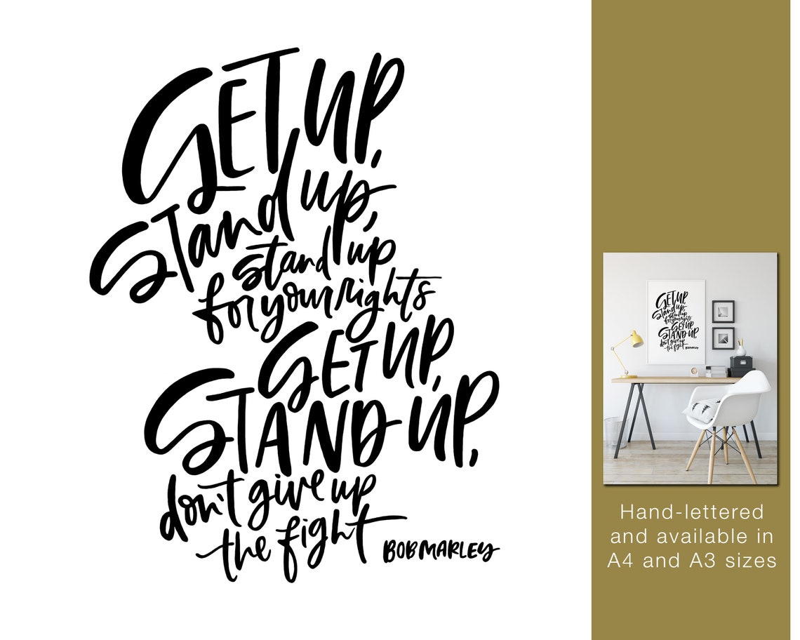 Get Up Stand up Music Lyrics Art Print Bob Marley Song - Etsy