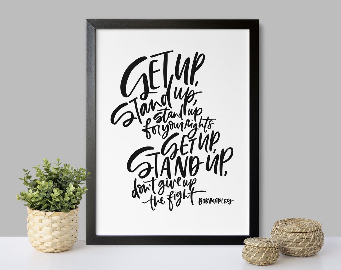 Get Up Stand up Music Lyrics Art Print Bob Marley Song Etsy New Zealand