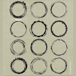 Grungy Circles Borders Clip Art ~ Hand-drawn Clipart Editable Digital Stamp ~ Scrapbooking Craft Projects ~ Grunge Overlays Circles