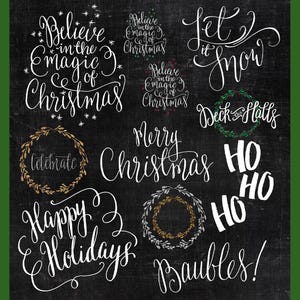 Christmas Overlays ~ Seasonal Clipart ~ Hand-drawn Holiday Editable Digital Stamp ~ Scrapbooking Craft Projects ~ Holiday Cardmaking