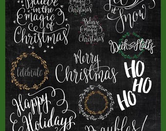 Christmas Overlays ~ Seasonal Clipart ~ Hand-drawn Holiday Editable Digital Stamp ~ Scrapbooking Craft Projects ~ Holiday Cardmaking