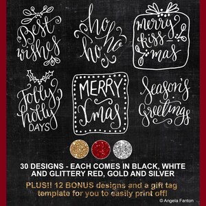 Christmas Gift Tags ~ Overlays ~ Seasonal Clipart ~ Hand-drawn Holiday Digital Stamp ~ Scrapbooking Craft Projects ~ Holiday Card-Making