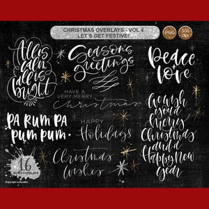 Christmas Overlays ~ Seasonal Quotes ~ Hand lettered Editable Digital Stamp ~ Scrapbooking Craft Projects ~ Holiday Cardmaking