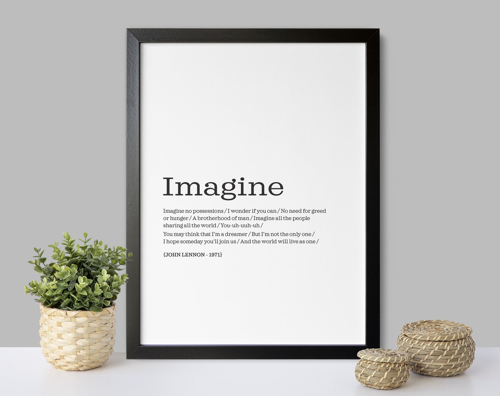 Imagine Music Lyrics Art Print Modern Wall Art Monochrome | Etsy