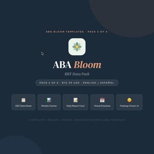 Lot de fiches techniques ABA pour les RBT | Suivi du comportement ABC | Thérapeute PDF imprimable | Bilingue anglais espagnol