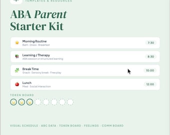 ABA Parent Toolkit | Visual Schedule + Token Board + ABC Data Sheet | Autism Printable Home | Bilingual English + Spanish