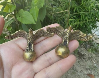 Solid Copper Eagle Statue, Feng Shui Animal Figurine, Desktop Display Ornament