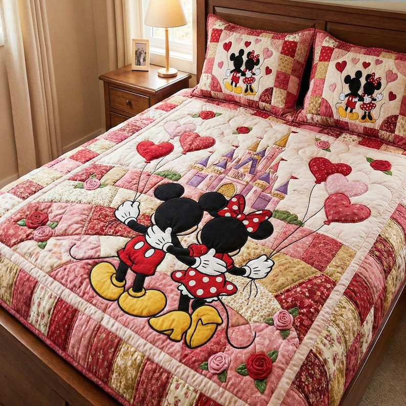 Sweet Stitch Angel Quilt Bedding Set Romantic Night Sky Comforter Cover Beautiful Tropical Bedroom Decor Cozy Bedspread Couple Gift image 1