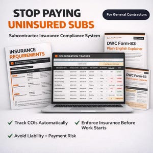Paquete de cumplimiento de seguros para subcontratistas / Requisitos del certificado de seguro / Guía del formulario DWC-83 / Seguimiento de vencimientos
